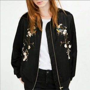Zara women embroidered bomber jacket